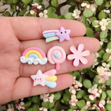 10pcs Rainbow Flower Resin Earring Charms Key Chain Necklace Pendant