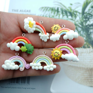 10pcs Rainbow Resin Earring Charms for DIY Jewelry Making
