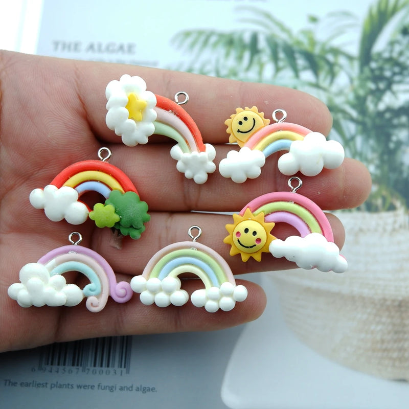 10pcs Rainbow Resin Earring Charms for DIY Jewelry Making