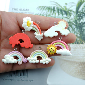10pcs Rainbow Resin Earring Charms for DIY Jewelry Making
