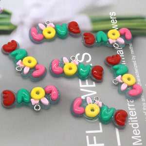 10pcs Resin LOVE Alphabet Charms Pendants For DIY Jewelry D165
