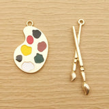 10pcs Paintbrush Paint Pallet Enamel Charm Jewelry Making Accessories