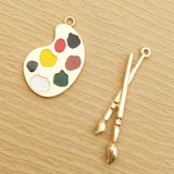 10pcs Paintbrush Paint Pallet Enamel Charm Jewelry Making Accessories