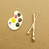 10pcs Paintbrush Paint Pallet Enamel Charm Jewelry Making Accessories
