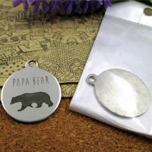 10pcs Papa Bear Stainless Steel Charms Pendant DIY Jewelry Findings