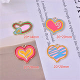 10pcs Peach Heart Alloy Charms Enamel Pendant for DIY Jewelry Making