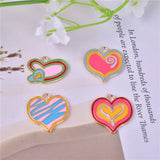 10pcs Peach Heart Alloy Charms Enamel Pendant for DIY Jewelry Making