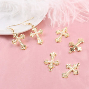 10pcs Pearl Crosses Charms Metal Cross Pendants DIY Earring Bracelet