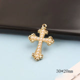 10pcs Pearl Crosses Charms Metal Cross Pendants DIY Earring Bracelet