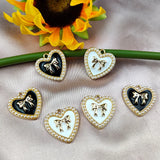 10pcs Pearl Heart Bow Alloy Charms Pendants for DIY Jewelry Making