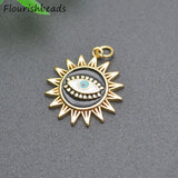 10pcs Anti Fading Nickel Plating Sunflower Evil Eye Necklace Pendants