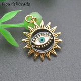 10pcs Anti Fading Nickel Plating Sunflower Evil Eye Necklace Pendants