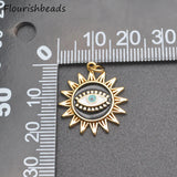 10pcs Anti Fading Nickel Plating Sunflower Evil Eye Necklace Pendants