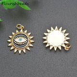 10pcs Anti Fading Nickel Plating Sunflower Evil Eye Necklace Pendants