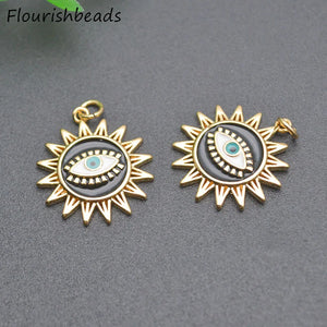 10pcs Anti Fading Nickel Plating Sunflower Evil Eye Necklace Pendants