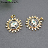 10pcs Anti Fading Nickel Plating Sunflower Evil Eye Necklace Pendants