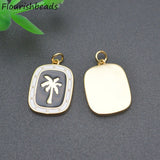 10pcs Metal Brass Coconut Tree Charms for Necklace
