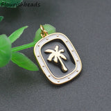 10pcs Metal Brass Coconut Tree Charms for Necklace