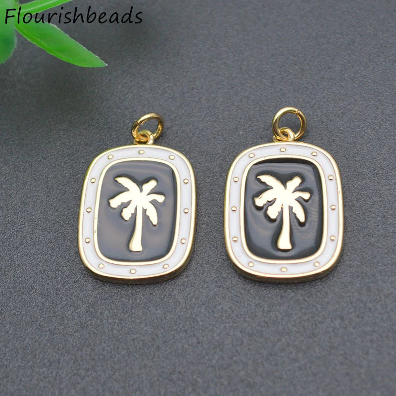 10pcs Metal Brass Coconut Tree Charms for Necklace