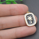 10pcs Metal Brass Coconut Tree Charms for Necklace
