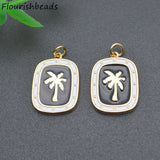 10pcs Metal Brass Coconut Tree Charms for Necklace