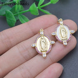 10pcs Anti Fading Enamel CZ Pave Oval Jesus Charms Pendants