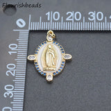 10pcs Anti Fading Enamel CZ Pave Oval Jesus Charms Pendants