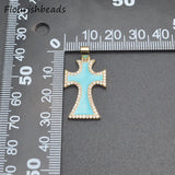 10pcs Cross Necklace Pendants, Colorful Enamel CZ Pave, Silver Plated, Big Size