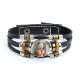 10pcs Custom Photo Leather Bracelet 18MM Logo Baby Mom Dad Grandparent Lover