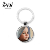 Custom Photo Keychain Family Member Name Logo Couple Gift