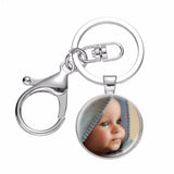 Custom Photo Keychain Family Member Name Logo Couple Gift