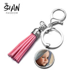 Personalized Photo Keychain with Tassel Charm