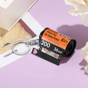 10pcs Film Roll Keychain DIY Photo Text Cover Keyrings Memorial Christmas Gift