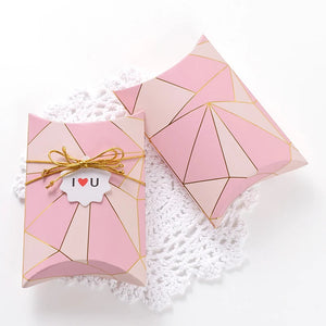 10pcs Pink Geometric Print Pillow Paper Box DIY Jewelry Gift Packing
