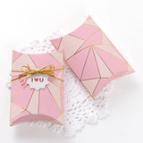 10pcs Pink Geometric Print Pillow Paper Box DIY Jewelry Gift Packing