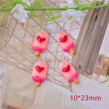 10pcs Pink Heart Ice Popsicle Resin Charms Pendant DIY Jewelry Making