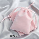 10pcs Pink Velvet Drawstring Jewelry Bag Rings Tarots Storage Organizer