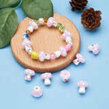 10pcs Pink Yellow Mushroom Beads Lampwork Glass Beads for DIY Jewelry