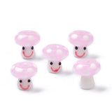 10pcs Pink Yellow Mushroom Beads Lampwork Glass Beads for DIY Jewelry