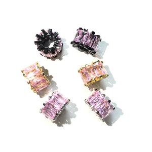 10pcs Pink Zirconia Wheel Spacer Beads for Jewelry Making