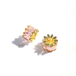 10pcs Pink Zirconia Wheel Spacer Beads for Jewelry Making