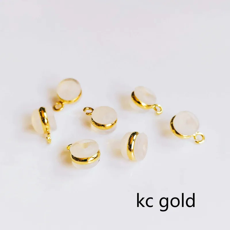 10pcs Plastic K Plated Round Hole Clear Earring Back Ear Studs Stoppers