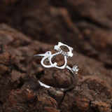 Plated Miaow Cat Kitty Rings Adjustable Metal Animal Jewelry for Women