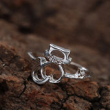 Plated Miaow Cat Kitty Rings Adjustable Metal Animal Jewelry for Women