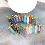 10pcs Plated Bails Fluorite Point Pendants Chakra Necklaces