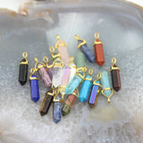 10pcs Plated Bails Fluorite Point Pendants Chakra Necklaces