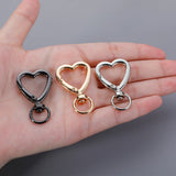 10pcs Heart Shape Metal Spring Clasp Hooks - DIY Keychain Jewelry Making
