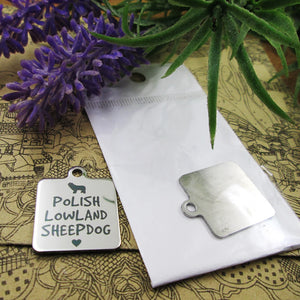 10pcs Polish Lowland Sheepdog stainless steel charms for DIY necklace