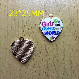 10pcs Printed Heart Charm for DIY Earring Pendant Bracelet Necklace