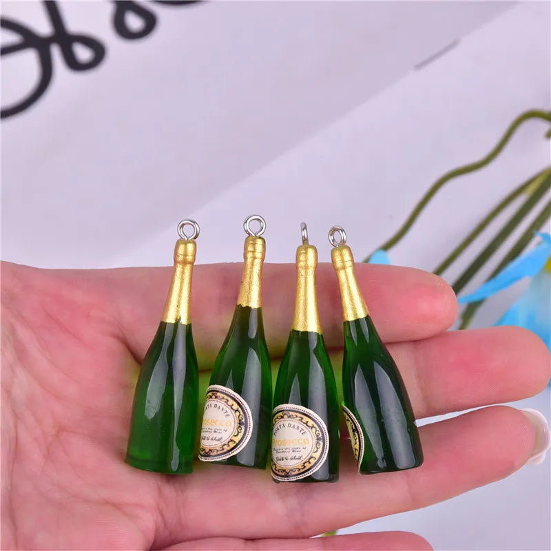 10pcs Prosecco Resin Bottle Charms for Earring DIY Jewelry